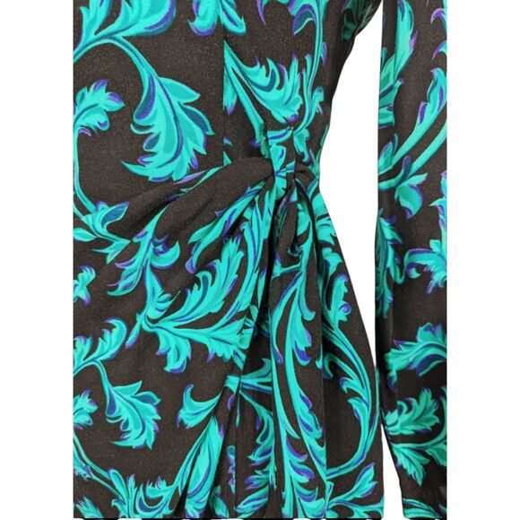 VINTAGE 90's Y2K RAMPAGE Faux Wrap Style Ivy Floral Dress Rayon Mob Wife XS - Picture 3 of 7